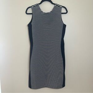 Athleta Women's Medium Black/White Striped Bodycon Athletic Tank Dress Stretch
